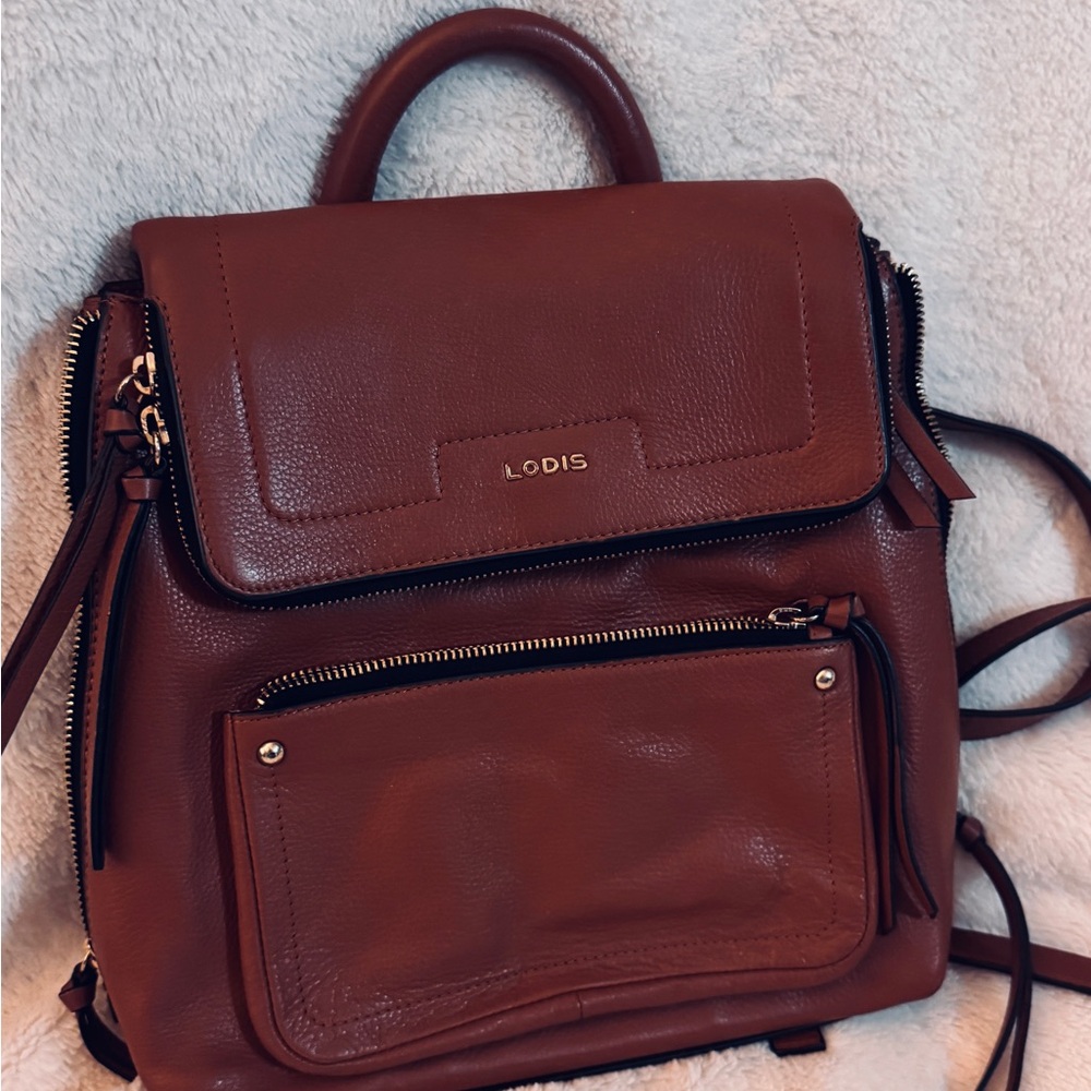 Lodis Leather Backpack - Chestnut Brown
